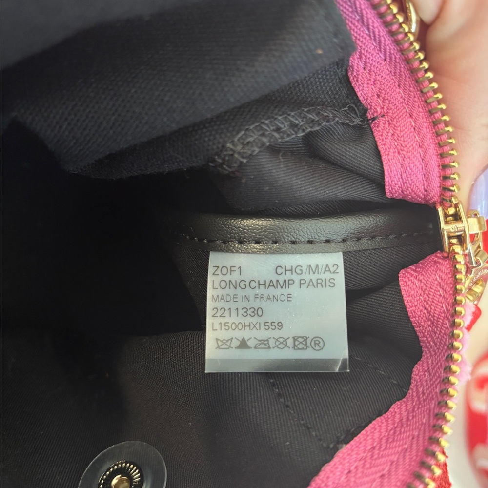 Longchamp Le Pliage Velvet Extra Small Bag in Peony - Picture 5 of 8